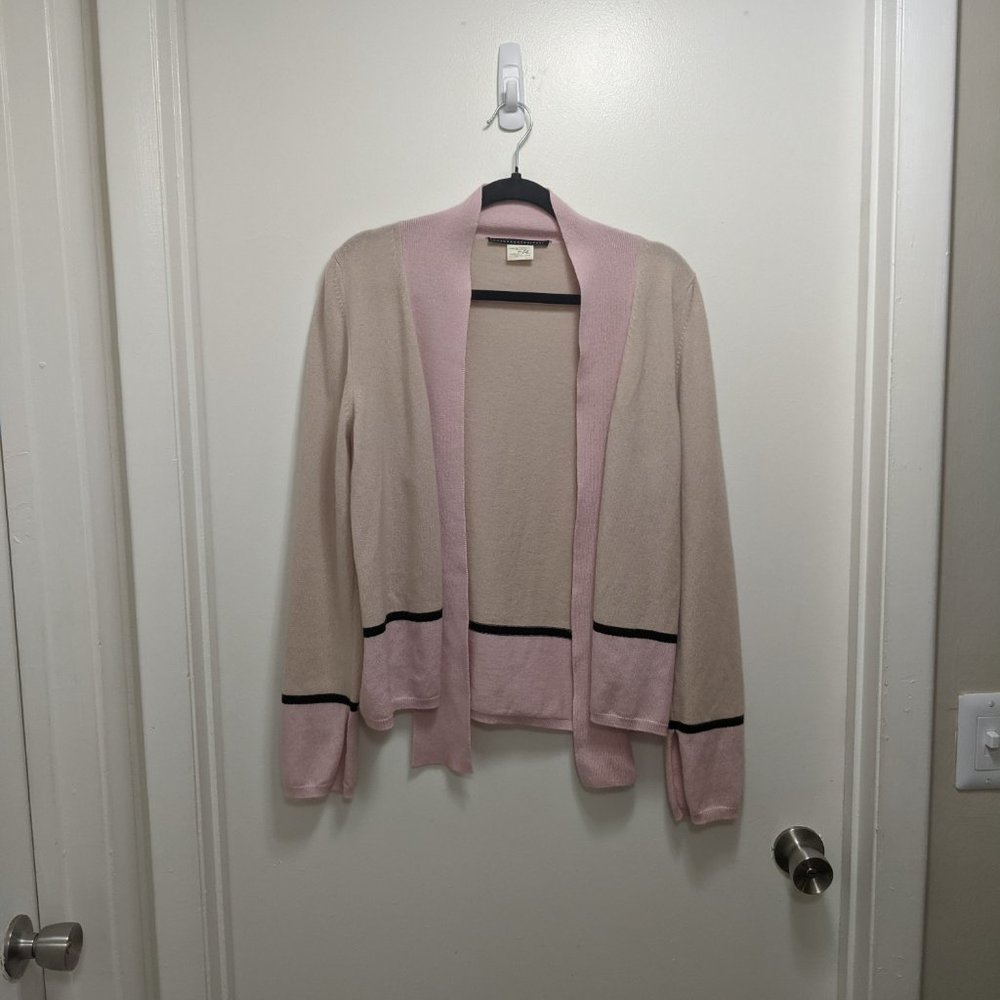 Lorena Antoniazzi 100% Italian Cashmere Beige Pink Open Cardigan